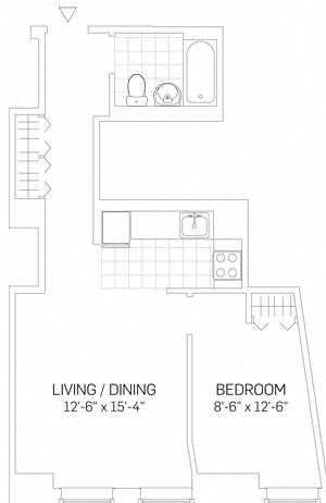 1 Bedroom 67 1 Bedroom 67-1 Bed, 1 Bath floorplan